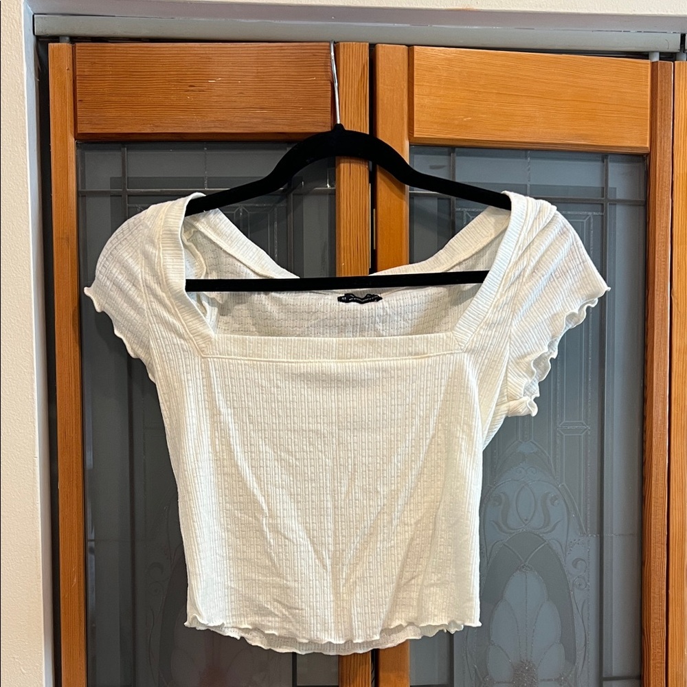 Urban Outfitters Cream Ribbed Crop Top